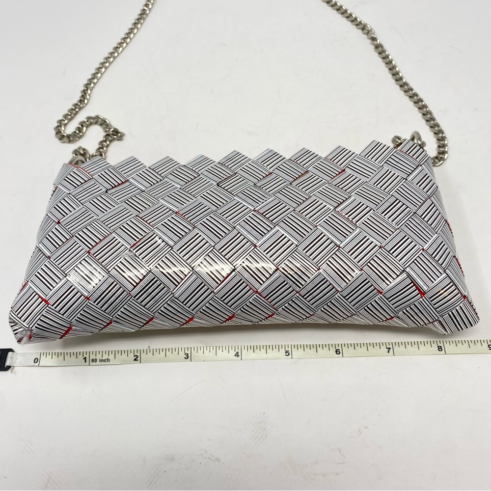 Candy Wrapper Purse with Chain Barcode Red Black White - Picture 10 of 12